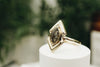 solid gold ring with cremation ash stone
