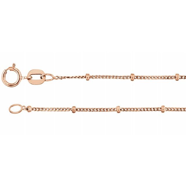 Solid 14k Gold beaded curb chain