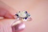 Camellia keepsake ring with custom gemstones in sterling silver