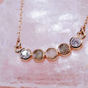 5 stone gold pendant with diamonds and keepsake stones 