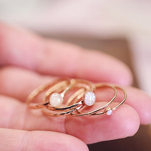 Opal and Rose Gold filled stacking rings - Final sale