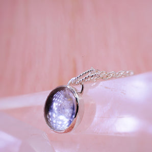 silver round ashes keepsake pendant with glass