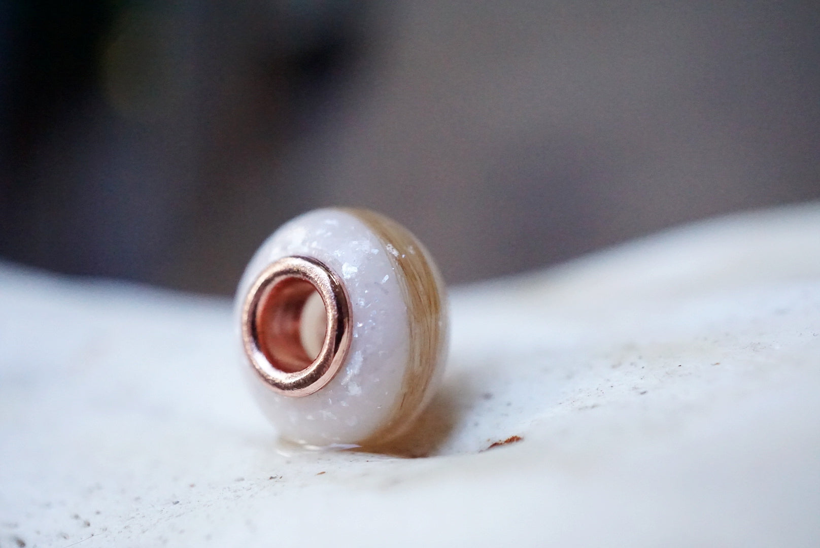 breast milk and hair European bead with gold insert