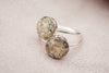 silver ring with cremation ashes stone