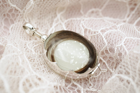 Vintage oval glass locket in sterling silver