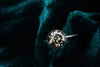 silver ring with cremation ashes stone