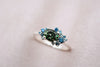 cremation ashes ring with custom gemstones in sterling silver