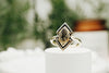 solid gold ring with cremation ash stone