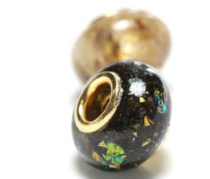 European beads with placenta and gold inserts