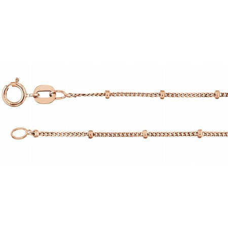 Solid 14k Gold beaded curb chain