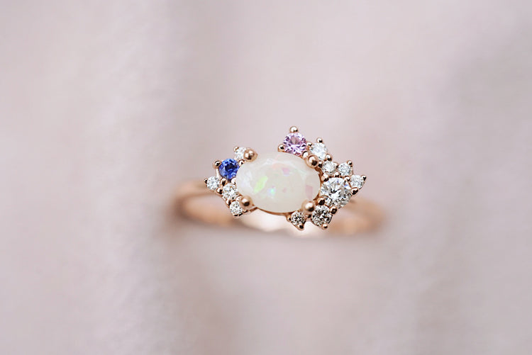 Camellia keepsake ring in solid 14k gold